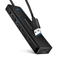 AXAGON HUE-C2A, 4× USB 5Gbps TRAVEL hub, 2× USB-A + 2× USB-C, USB-C napájanie, 19 cm USB-A kábel