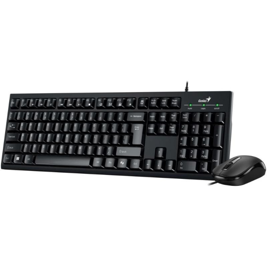 BAZAR - GENIUS set klávesnice+myš KM-100SE/ Drátový set/ Copilot/ USB/ černá/ CZ+SK layout, poškozený obal