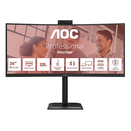 AOC MT VA 34" CU34E4CW - VA panel, 3440x1440, 120Hz, HDMI, DP, USB-C, posk obal