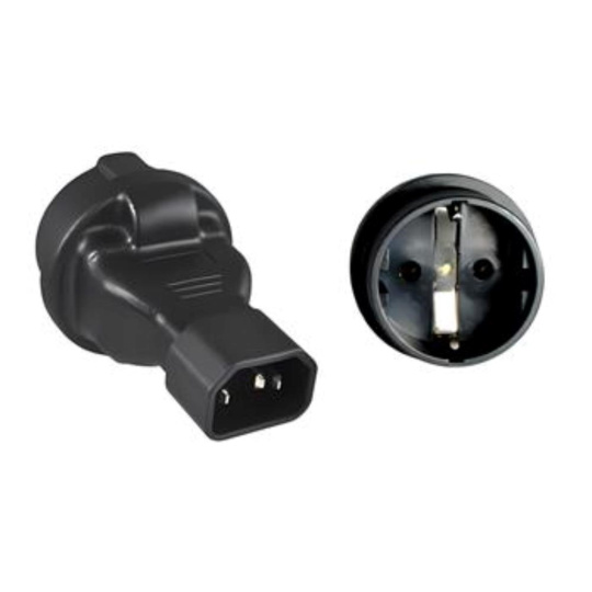 Adaptér IEC C14 na SCHUKO CEE 7/3 napětí 230V, 10A Adaptér IEC C14 na SCHUKO CEE 7/3 napětí 230V, 10A