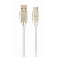 GEMBIRD CABLEXPERT USB 2.0 Kábel AM na typ C (AM/CM), 1 m, pogumovaný, biely, blister, PREMIUM KVALITA