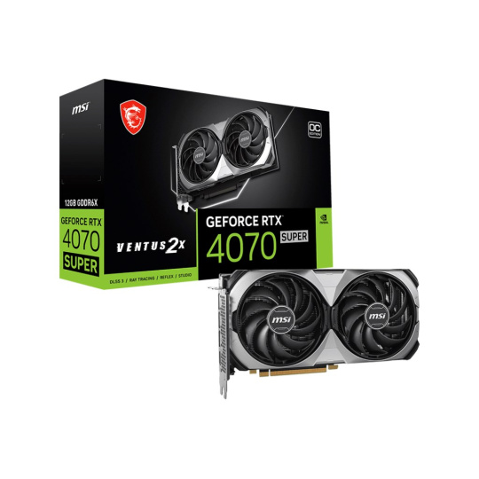 MSI VGA NVIDIA GeForce RTX 4070 SUPER 12G VENTUS 2X OC, 12G GDDR6X, 3xDP, 1xHDMI