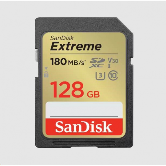 Karta SanDisk SDXC 128 GB Extreme (180 MB/s triedy 10, UHS-I U3 V30)