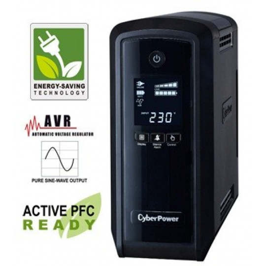 CyberPower PFC SineWare LCD GP UPS 900VA/540W, Schuko zásuvky