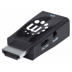 Adaptér Manhattan HDMI na VGA, mikrokonvertor, HDMI samec na VGA samica, audio, čierny Adaptér Manhattan HDMI na VGA, mikrokonvertor, HDMI samec na VGA samica, audio, čierny