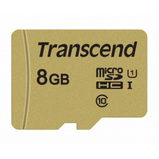 Karta TRANSCEND MicroSDHC 8GB 500S, UHS-I U1 + adaptér Karta TRANSCEND MicroSDHC 8GB 500S, UHS-I U1 + adaptér