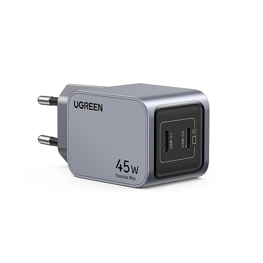 UGREEN síťová rychlonabíječka Nexode Pro 45W 2-Port USB-C, GaN, stříbrná UGREEN síťová rychlonabíječka Nexode Pro 45W 2-Port USB-C, GaN, stříbrná