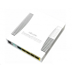 MikroTik RouterBOARD CSS106-1G-4P-1S (RB260GSP), TF470 CPU, konfigurovateľný switch, 5x LAN, 1xSFP slot, PoE OUT, vrátane. SwOS