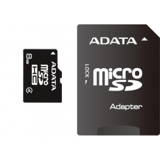 ADATA MicroSDHC karta 8GB Class 4 + SD adaptér ADATA MicroSDHC karta 8GB Class 4 + SD adaptér
