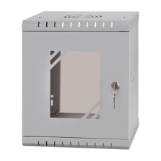 LEXI 10" nástenná skriňa Basic 4U, šírka 292 mm, hĺbka 280 mm, sklenené dvere, bez zadnej steny, sivá