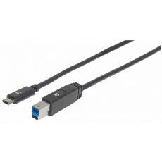 Manhattan USB kabel, USB 3.1 Gen 1, USB-C Male na USB-B Male, 5 Gbps, 2m, černá Manhattan USB kabel, USB 3.1 Gen 1, USB-C Male na USB-B Male, 5 Gbps, 2m, černá