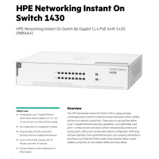 HPE Networking Instant On Switch 8p Gigabit CL4 PoE 64W 1430 HPE Networking Instant On Switch 8p Gigabit CL4 PoE 64W 1430