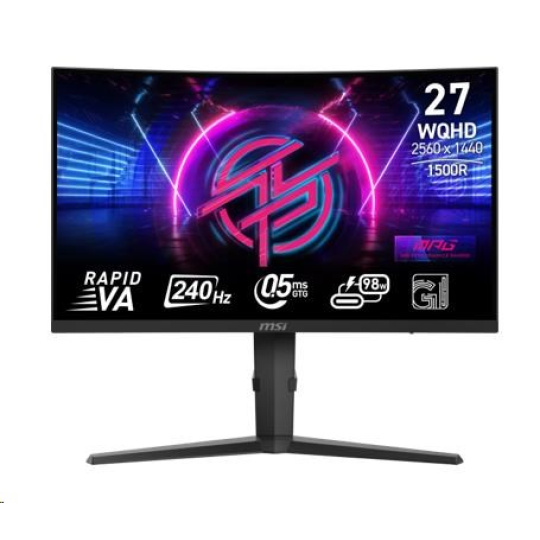 MSI LCD MPG 275CQRXF, 27", 2560x1440, Rapid VA, 240Hz, 0,5ms, VESA 75x75, Black