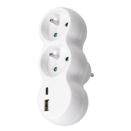 Solight rozbočka s USB A+C nabíječkou, 2 x 10A, bílá Solight rozbočka s USB A+C nabíječkou, 2 x 10A, bílá