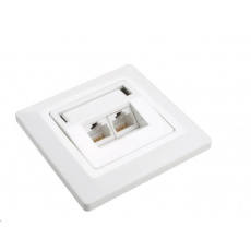 Solarix Zásuvka CAT5E UTP 2 x RJ45 pod omietku biela SX9-2-5E-UTP-WH