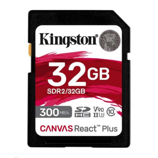 Kingston 32GB Canvas React Plus SDHC UHS-II 300R/260W U3 V90 pre Full HD/4K/8K