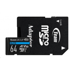 TEAM MicroSDXC karta 64GB ELITE A1 V30 UHS-I U3 (90/45 MB/s) + SD adapter TEAM MicroSDXC karta 64GB ELITE A1 V30 UHS-I U3 (90/45 MB/s) + SD adapter