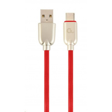 GEMBIRD CABLEXPERT USB 2.0 Kábel AM na typ C (AM/CM), 1 m, pogumovaný, červený, blister, PREMIUM KVALITA