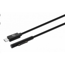 Manhattan nabíjací kábel, nabíjací kábel Surface Connect k USB-C (M/M), 15 V / 3 A, 1.8 m, čierna