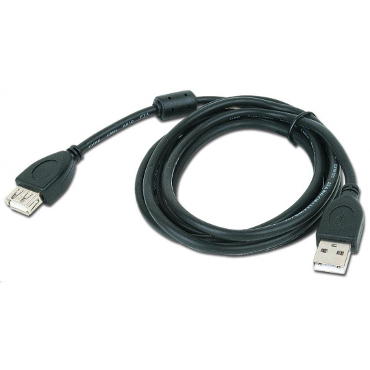 GEMBIRD Kabel USB 2.0 A-A prodlužovací 3m Premium (černý, ferit, zlacené kontakty)