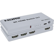 PremiumCord 8K@60Hz, 4K@144Hz HDMI switch 3:1 s dálkovým ovladačem