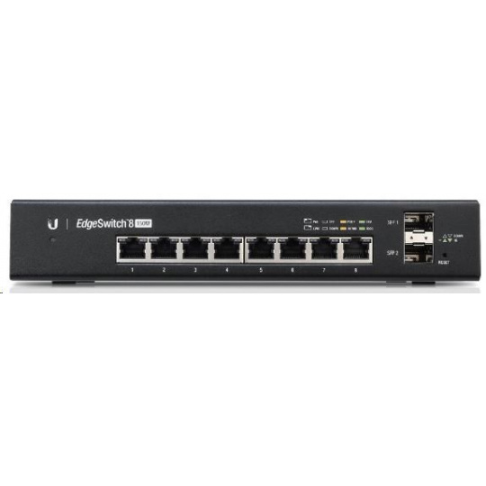 UBNT EdgeSwitch ES-8-150W [8xGigabit, 150W PoE+ 802.3at/af, pasívne PoE 24V, 2xSFP slot, neblokovaný 10Gbps]