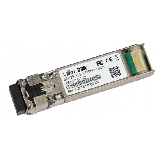 Mikrotik SFP/SFP+/SFP28 optický modul XS+31LC10D, SM, 1/10/25Gbps, 1310nm, 10km, 2xLC Mikrotik SFP/SFP+/SFP28 optický modul XS+31LC10D, SM, 1/10/25Gbps, 1310nm, 10km, 2xLC