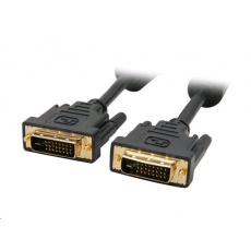 C-TECH DVI-DVI kábel, M/M, 1,8 m DVI-D, dvojlinkový, tienený