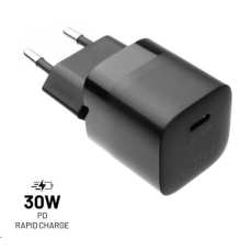 Fixed nabíječka do sítě Mini, konektor USB-C. podpora PD, 30 W, černá Fixed nabíječka do sítě Mini, konektor USB-C. podpora PD, 30 W, černá