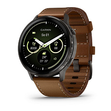 Garmin Venu 4 (45 mm) Slate / Černý silikonový řemínek a Hnědý kožený řemínek, EU Garmin Venu 4 (45 mm) Slate / Černý silikonový řemínek a Hnědý kožený řemínek, EU