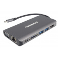 Prevodník PREMIUMCORD USB3.1 typ C na HDMI+VGA+RJ45+2xUSB3.0+SD karta +3,5 mm+PD nabíjanie