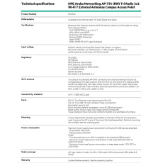 HPE Aruba Networking AP-734 (RW) Tri Radio 2x2 Wi-Fi 7 External Antennas Campus Access Point HPE Aruba Networking AP-734 (RW) Tri Radio 2x2 Wi-Fi 7 External Antennas Campus Access Point