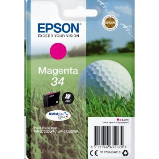 Atramentová tyčinka EPSON Singlepack "Golf" Magenta 34 DURABrite Ultra Ink 4,2 ml Atramentová tyčinka EPSON Singlepack "Golf" Magenta 34 DURABrite Ultra Ink 4,2 ml