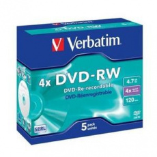 VERBATIM DVD-RW(5-pack)Jewel/4x//DLP/4.7GB VERBATIM DVD-RW(5-pack)Jewel/4x//DLP/4.7GB