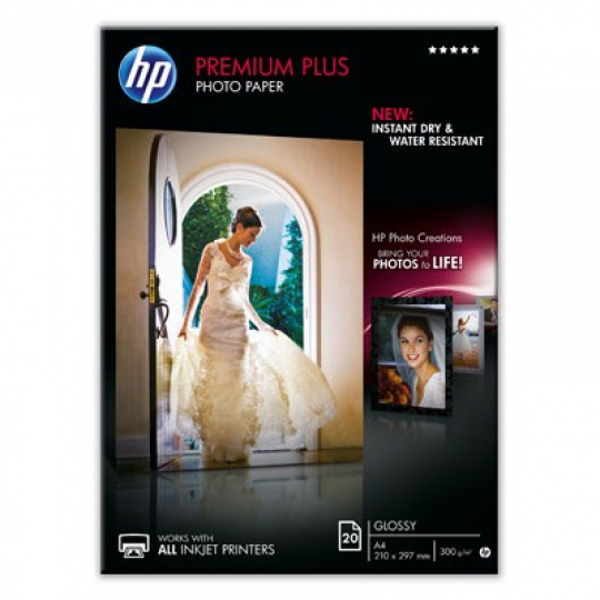 Lesklý fotografický papier HP Premium Plus - 20 strán/A4/210 x 297 mm, 300 g/m2, CR672A
