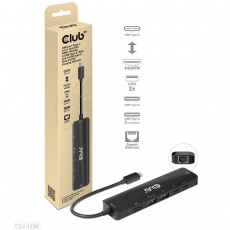 Club3D Hub USB-C, rozbočovač 6 v 1 s HDMI 8K30Hz, 2xUSB typu A, RJ45 a 2xUSB typu C