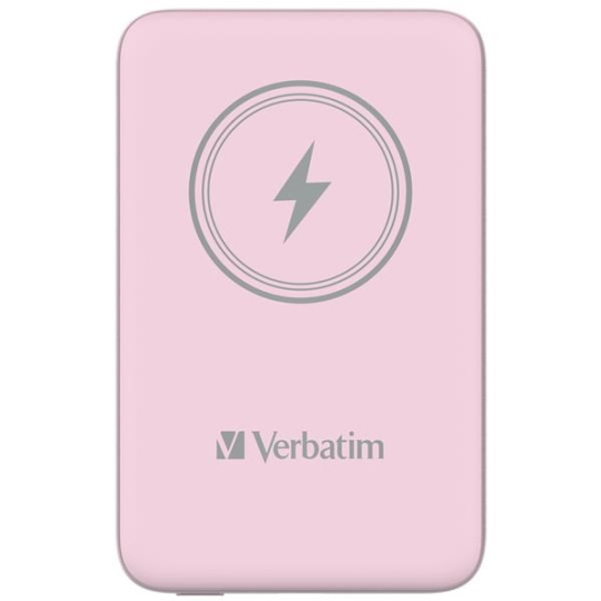 VERBATIM Powerbanka Charge 'n' Go, Magnetická, 10000 mAh, USB-C, Růžová VERBATIM Powerbanka Charge 'n' Go, Magnetická, 10000 mAh, USB-C, Růžová