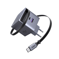 UGREEN síťová rychlonabíječka se zatahovacím kabelem 45W 3-Port, 2x USB-C, 1x USB-A, GaN, stříbrná UGREEN síťová rychlonabíječka se zatahovacím kabelem 45W 3-Port, 2x USB-C, 1x USB-A, GaN, stříbrná