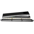 19" Patch panel LYNX 24port, STP, Cat6, 30µm, duální svorkovnice, černý