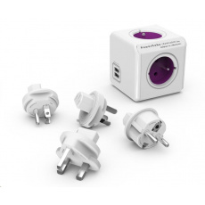 Allocacoc PowerCube ReWirable USB + Travel Plugs, white/purple