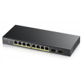 Zyxel GS1900-10HP v2 10-portový gigabitový webový inteligentný PoE switch, 8x gigabitový PoE RJ45, 2x SFP, 70W PoE rozpočet, bez ventilátora