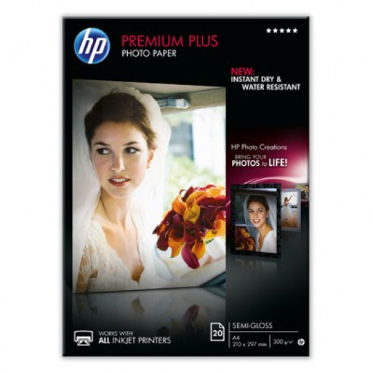 Pololesklý fotografický papier HP Premium Plus 20 ks/A4/210 x 297 mm, 300 g/m2, CR673A