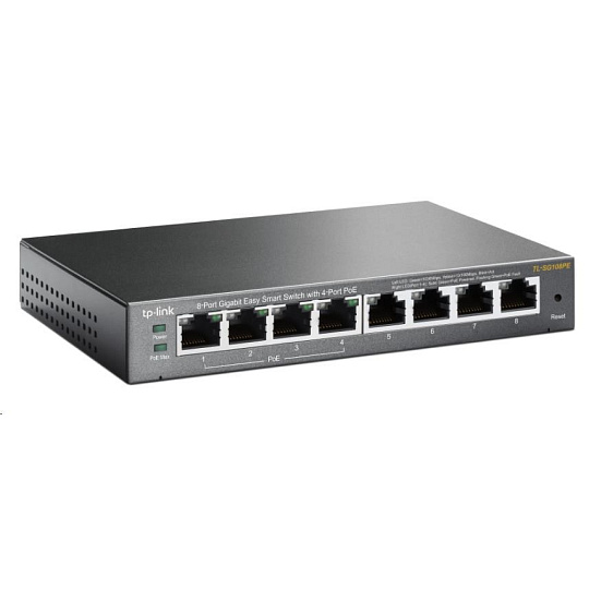 TP-Link Easy Smart switch TL-SG108PE (8xGbE, 4xPoE+, 64W, fanless) TP-Link Easy Smart switch TL-SG108PE (8xGbE, 4xPoE+, 64W, fanless)
