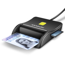 AXAGON CRE-SM3SD, USB-A FlatReader čítačka kariet ID card (eID klient) + SD/microSD/SIM, 1,3 m kábel
