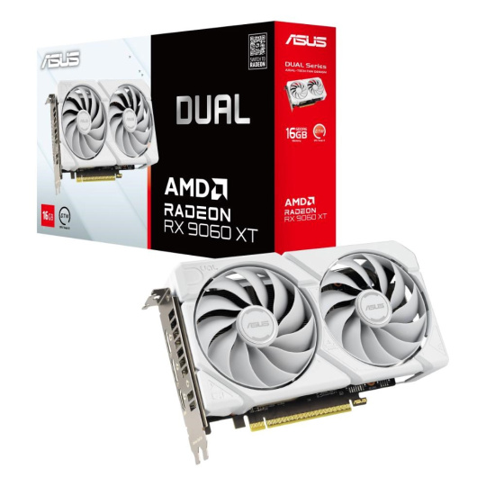 ASUS VGA AMD Radeon RX 9060 XT DUAL 16GB WHITE, RX 9060 XT, 16GB GDDR6, 2xDP, 1xHDMI ASUS VGA AMD Radeon RX 9060 XT DUAL 16GB WHITE, RX 9060 XT, 16GB GDDR6, 2xDP, 1xHDMI