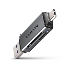 BAZAR - AXAGON CRE-DAC, USB-C + USB-A, 5 Gbps - MINI čtečka karet, 2-slot & lun SD/microSD, - Po opravě (Komplet)