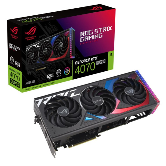 ASUS VGA NVIDIA GeForce RTX 4070 SUPER ROG STRIX 12G, 12G GDDR6X, 3xDP, 2xHDMI