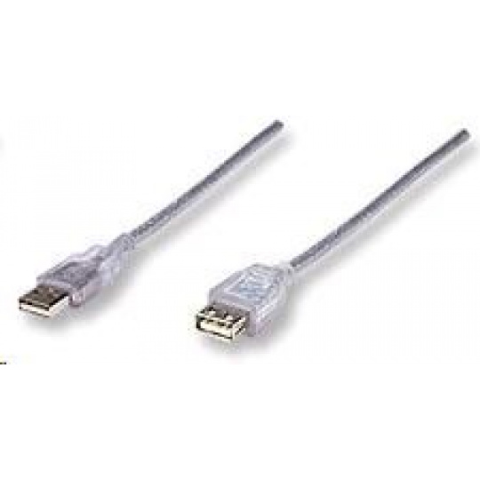 MANHATTAN USB kábel 2.0 A-A predĺženie 3m (strieborná)