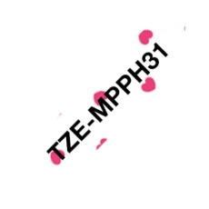 BROTHER Originální kazeta s páskou Brother TZe-MPPH31 - černý tisk na růžových srdíčkách, šířka12 mm BROTHER Originální kazeta s páskou Brother TZe-MPPH31 - černý tisk na růžových srdíčkách, šířka12 mm