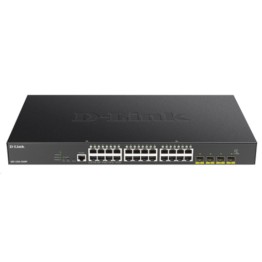 D-Link DGS-1250-28XMP 28-portový gigabitový inteligentný PoE switch, 24x GbE PoE+, 4x SFP+, PoE 370W